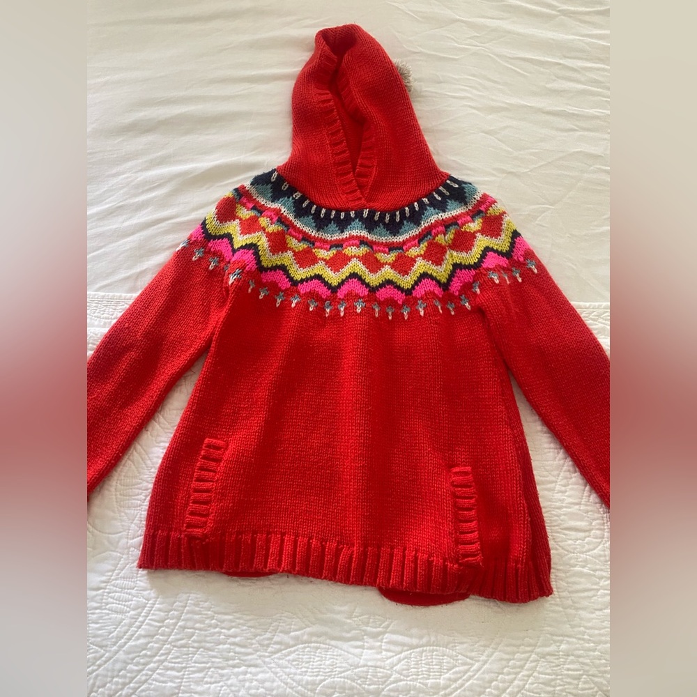 Mini Boden Orange  Edie Fair Isle Girl’s Knit Sweater